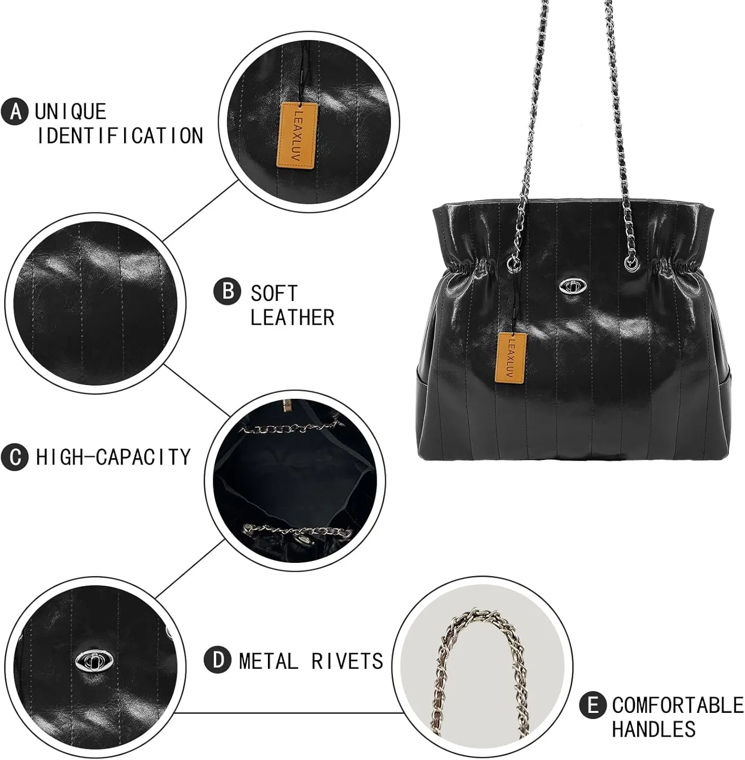 Compact PU Leather Clutch Purse for Women, Crossbody Wallet with Adjustable Chain Strap