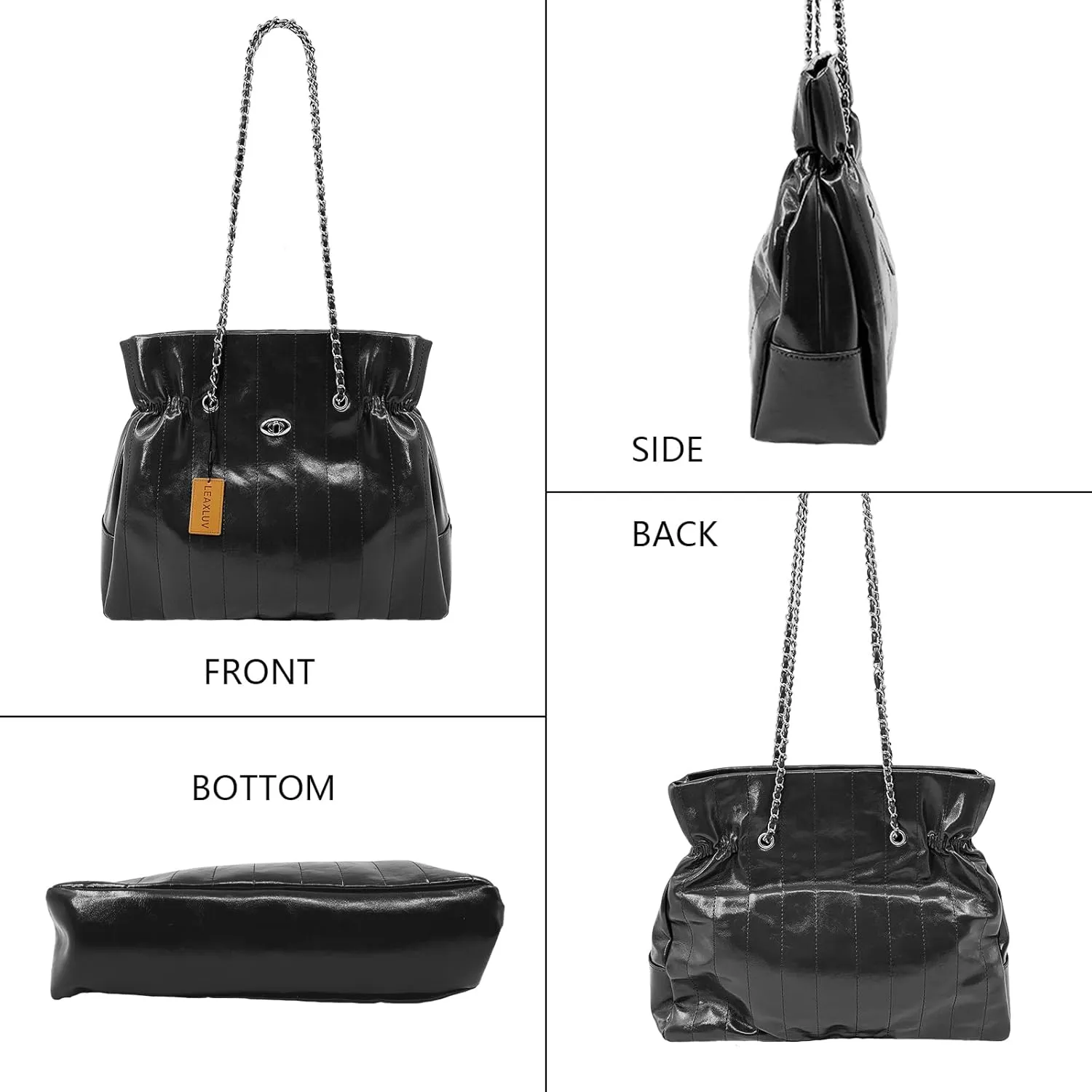Compact PU Leather Clutch Purse for Women, Crossbody Wallet with Adjustable Chain Strap