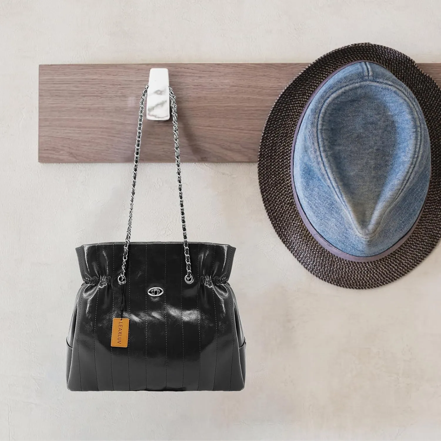 Compact PU Leather Clutch Purse for Women, Crossbody Wallet with Adjustable Chain Strap