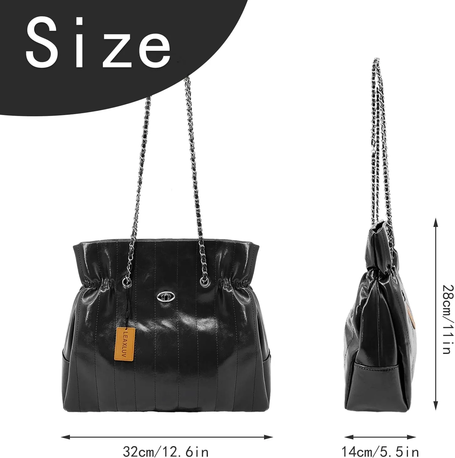 Compact PU Leather Clutch Purse for Women, Crossbody Wallet with Adjustable Chain Strap