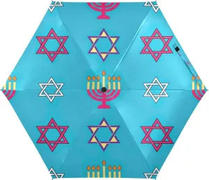 Compact Umbrella, Compact Size for Women Backpacks/Handbags, Travel Umbrellas for Sun, Colorful Candles Stars Blue