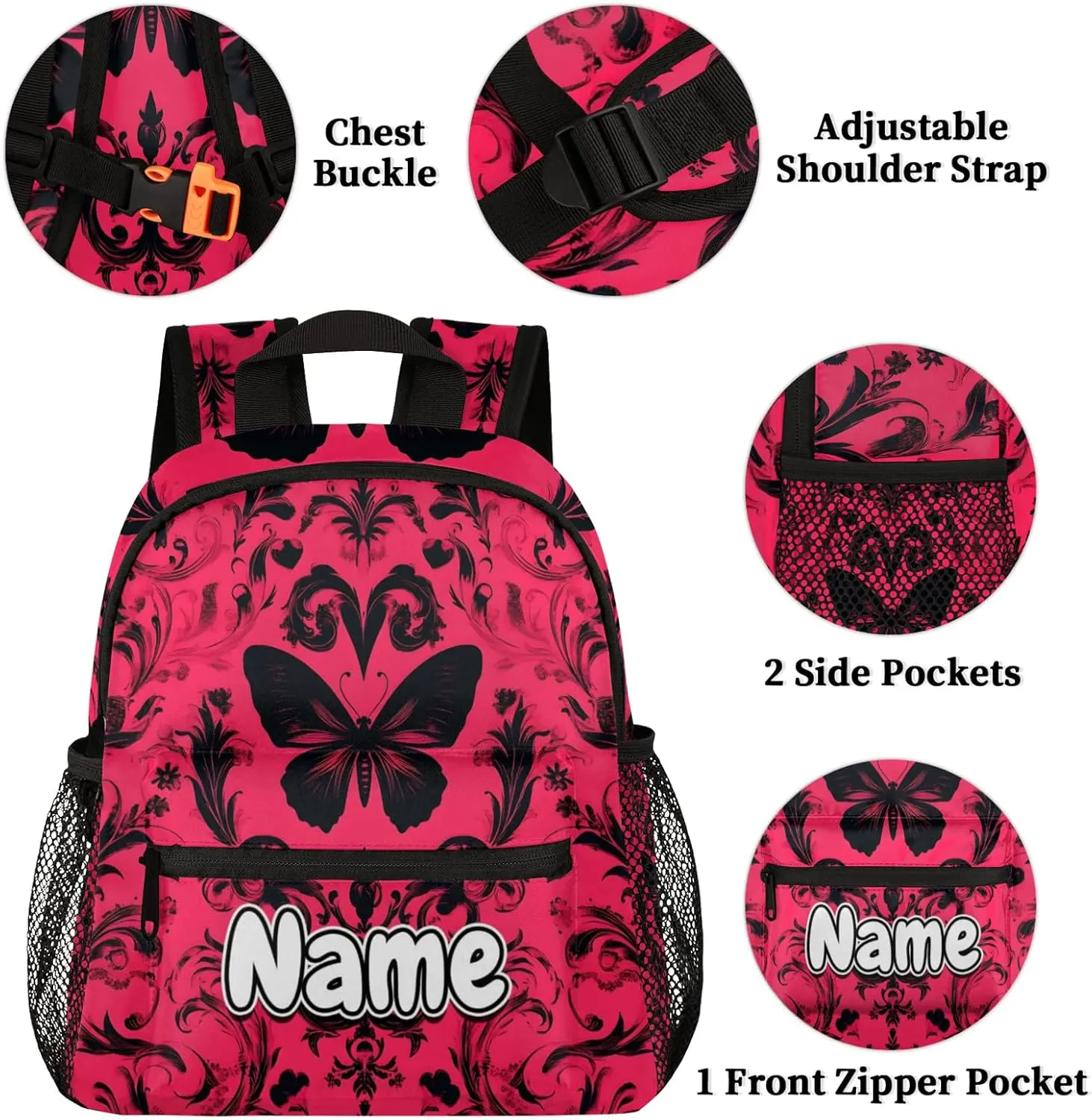 Cool Vintage Butterfly Personalized Backpack Bag with Name Lightweight Custom Shoulder Bags Waterproof Casual Backpacks Travel Laptop Bag for Work Picnic 12in