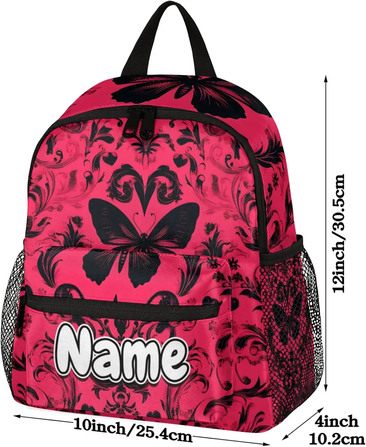 Cool Vintage Butterfly Personalized Backpack Bag with Name Lightweight Custom Shoulder Bags Waterproof Casual Backpacks Travel Laptop Bag for Work Picnic 12in