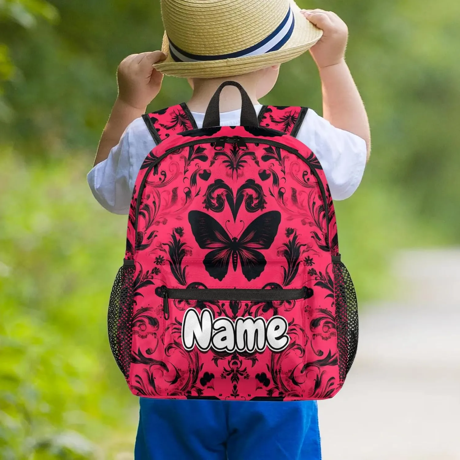 Cool Vintage Butterfly Personalized Backpack Bag with Name Lightweight Custom Shoulder Bags Waterproof Casual Backpacks Travel Laptop Bag for Work Picnic 12in