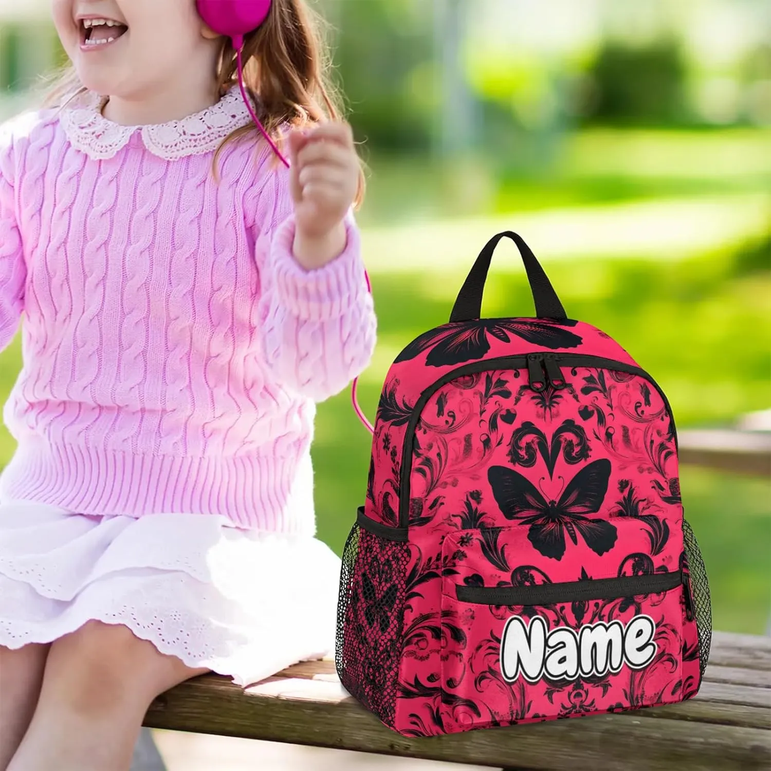 Cool Vintage Butterfly Personalized Backpack Bag with Name Lightweight Custom Shoulder Bags Waterproof Casual Backpacks Travel Laptop Bag for Work Picnic 12in