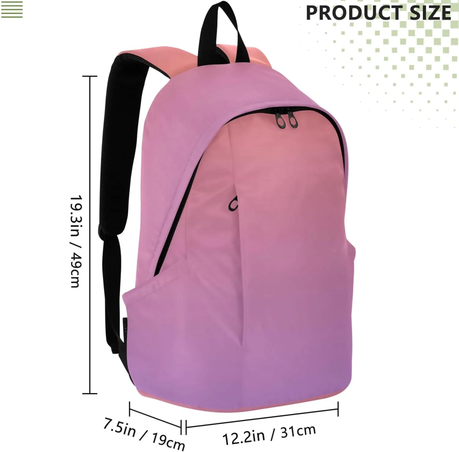 Coral Pink Lavender Gradient Casual Daypack Backpacks for Women Waterproof Cool Book Bags for Teen Girls