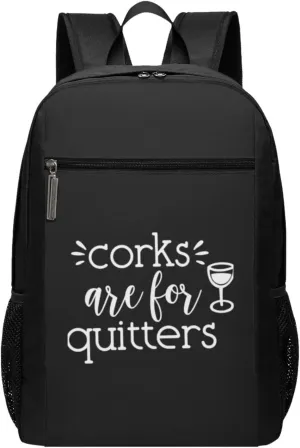 Corks are for Quitters Travel Laptop Backpack, Business Anti Theft Slim Sturdy Laptops Backpacks, College Computer Bag Gift for Men & Women Fits 17 Inch Notebook,Black