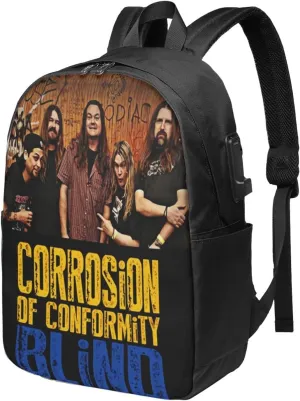 Corrosion Music of Conformity Laptop Backpack, Travel Computer Bag with USB Charging Port, Work Business Backpacks
