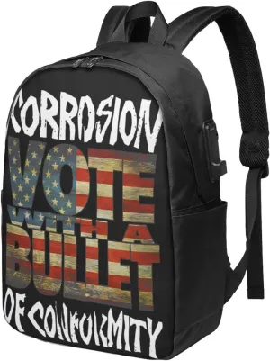 Corrosion Music of Conformity Laptop Backpack, Travel Computer Bag with USB Charging Port, Work Business Backpacks