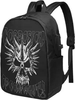 Corrosion Music of Conformity Laptop Backpack, Travel Computer Bag with USB Charging Port, Work Business Backpacks