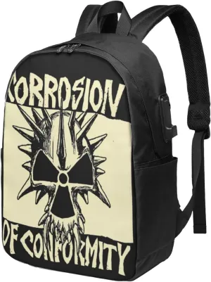 Corrosion Music of Conformity Laptop Backpack, Travel Computer Bag with USB Charging Port, Work Business Backpacks