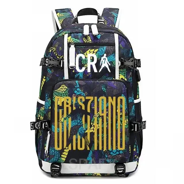 CR7 Football Travel bag school bag USB Charging Backpack Ronaldo Laptop Bags