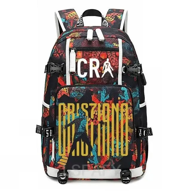 CR7 Football Travel bag school bag USB Charging Backpack Ronaldo Laptop Bags