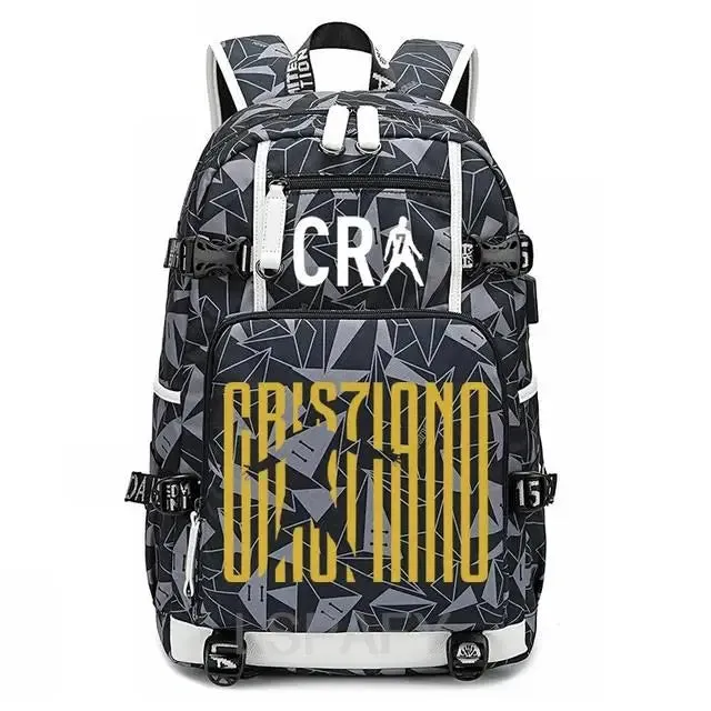 CR7 Football Travel bag school bag USB Charging Backpack Ronaldo Laptop Bags