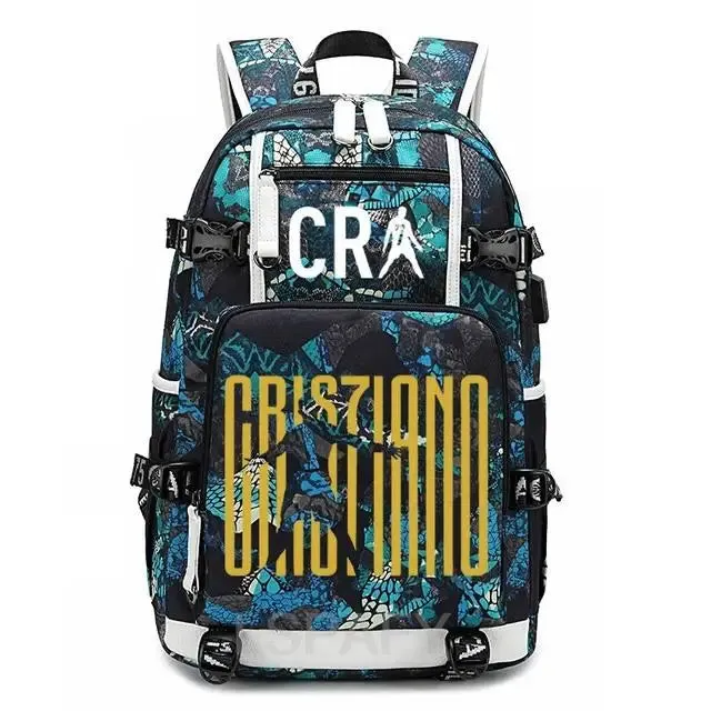 CR7 Football Travel bag school bag USB Charging Backpack Ronaldo Laptop Bags