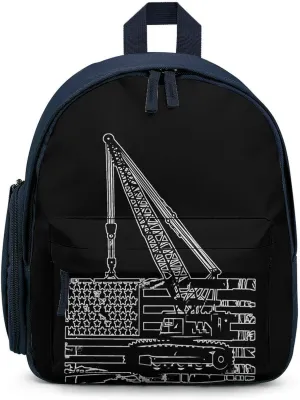 Crane Operator American Flag Backpack Adjustable Strap Travel Backpack Casual Carry on Backpack Daypack for Adults Blue-style