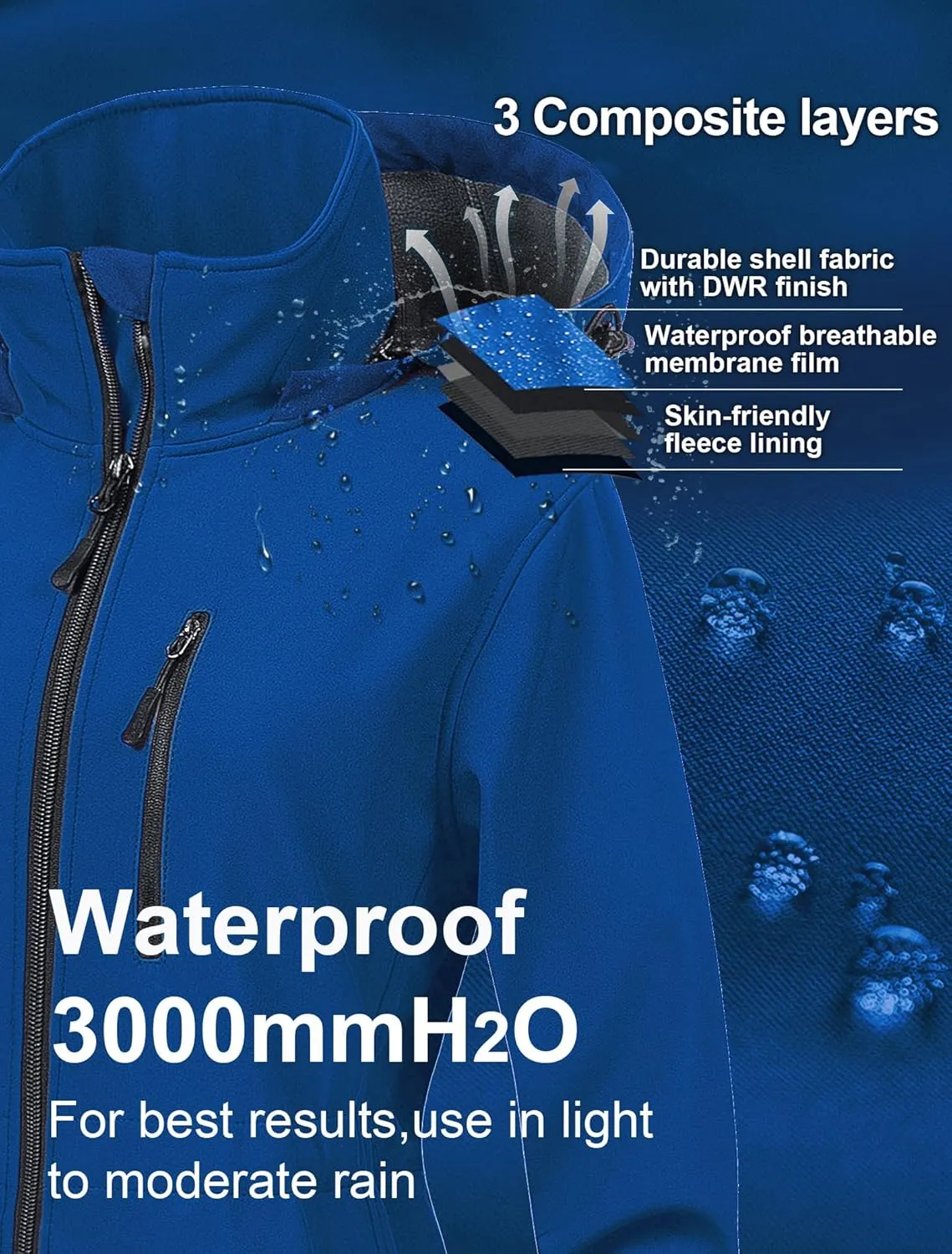 CREATMO US Women's Lightweight Waterproof Long Softshell Tactical Jacket Fleece Lined Windbreaker