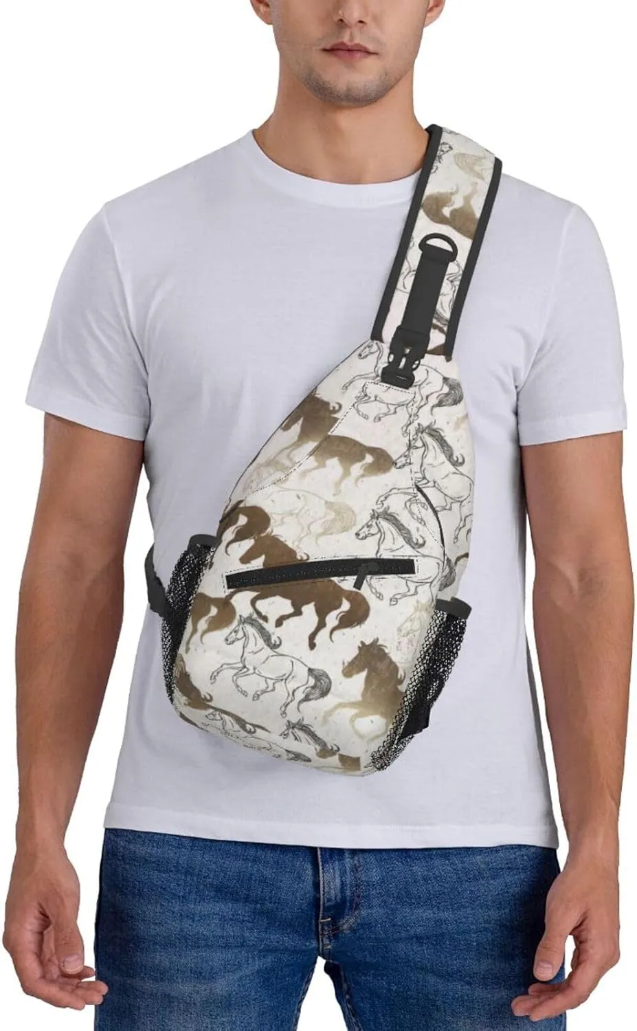 Crossbody Bags For Women Men Horse Race Sling Backpack Chest Shoulder Bag Gym Cycling Travel Hiking Daypack