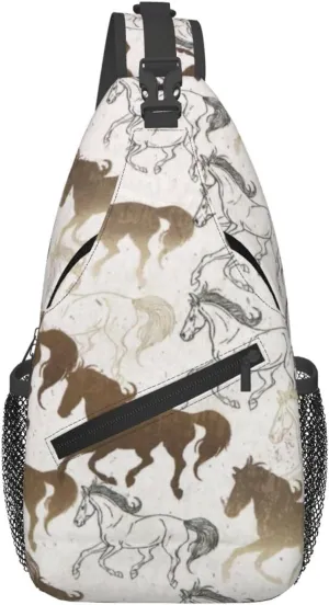 Crossbody Bags For Women Men Horse Race Sling Backpack Chest Shoulder Bag Gym Cycling Travel Hiking Daypack