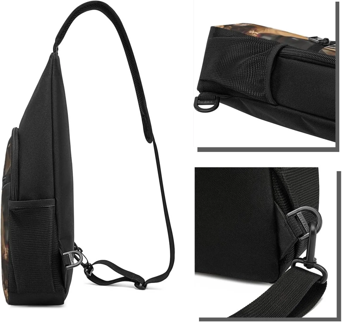 Crossbody Sling Backpack Sling Bag for Men Women Cross Chest Bag Shoulder Bag Bulldog Popcorn Travel Hiking Daypack