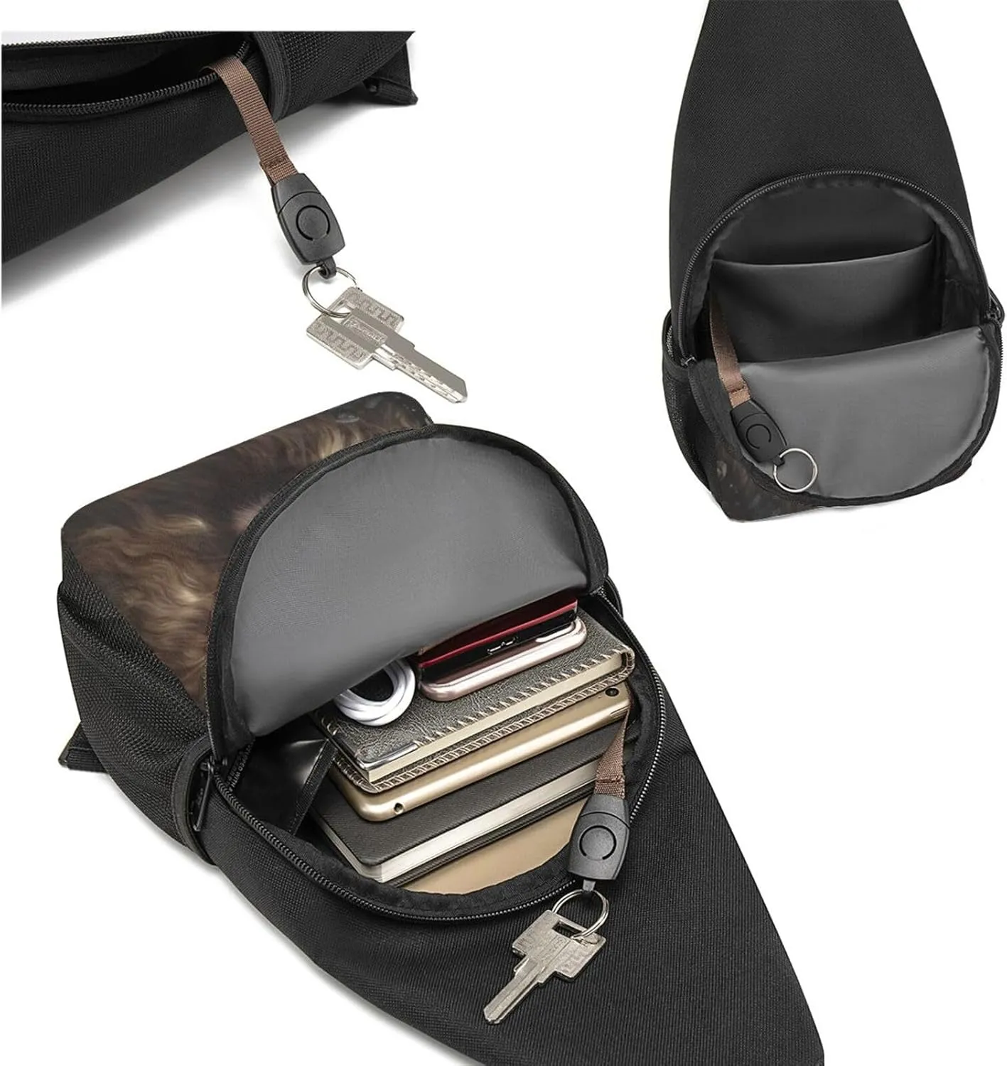 Crossbody Sling Backpack Sling Bag for Men Women Cross Chest Bag Shoulder Bag Corolla Golden Lion Travel Hiking Daypack