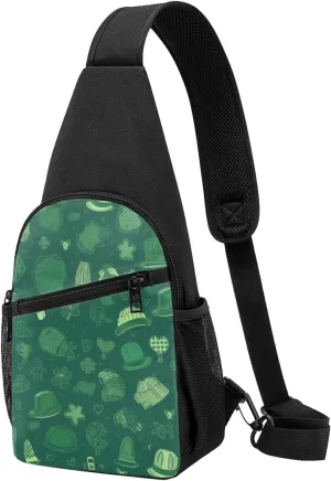 Crossbody Sling Backpack Sling Bag for Men Women Cross Chest Bag Shoulder Bag Hat and Balloon Pattern Travel Hiking Daypack