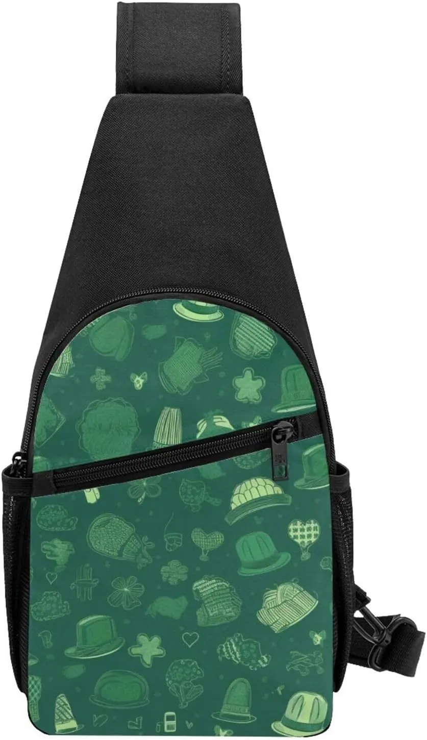 Crossbody Sling Backpack Sling Bag for Men Women Cross Chest Bag Shoulder Bag Hat and Balloon Pattern Travel Hiking Daypack