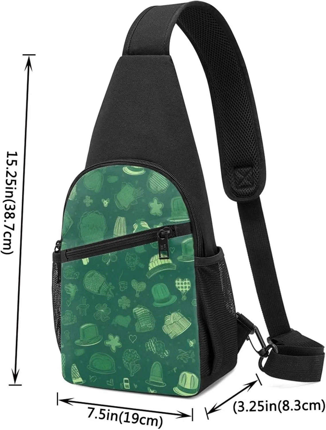 Crossbody Sling Backpack Sling Bag for Men Women Cross Chest Bag Shoulder Bag Hat and Balloon Pattern Travel Hiking Daypack