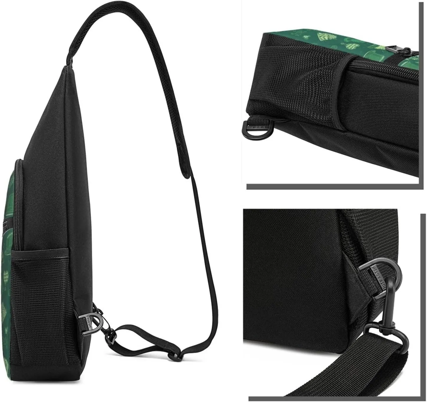 Crossbody Sling Backpack Sling Bag for Men Women Cross Chest Bag Shoulder Bag Hat and Balloon Pattern Travel Hiking Daypack