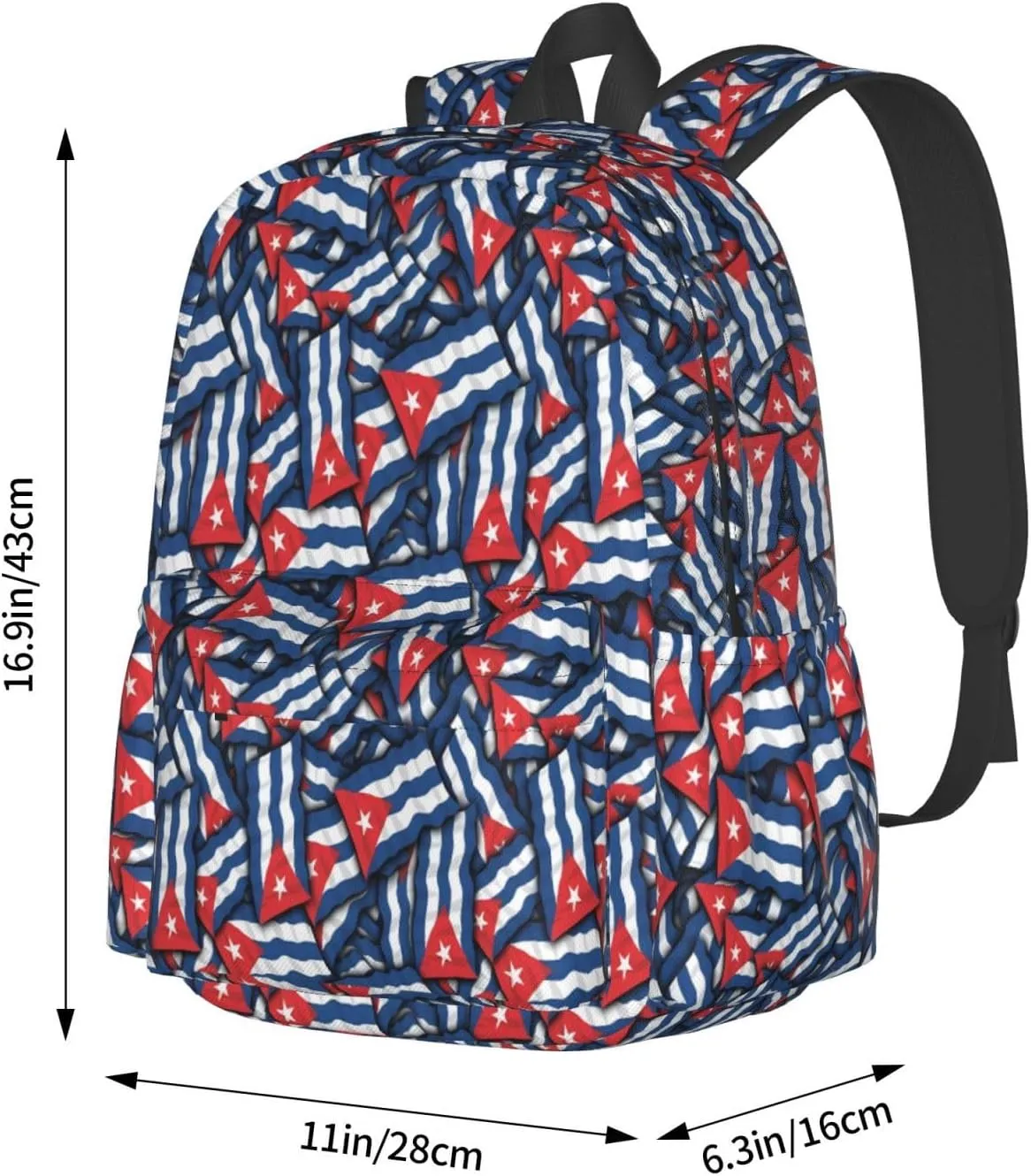 Cuba Flag Large Travel Backpack Casual Backpacks Laptop Daypack Working Rucksack Lightweight Back Pack Sports Bag with Adjustable Shoulder Strap