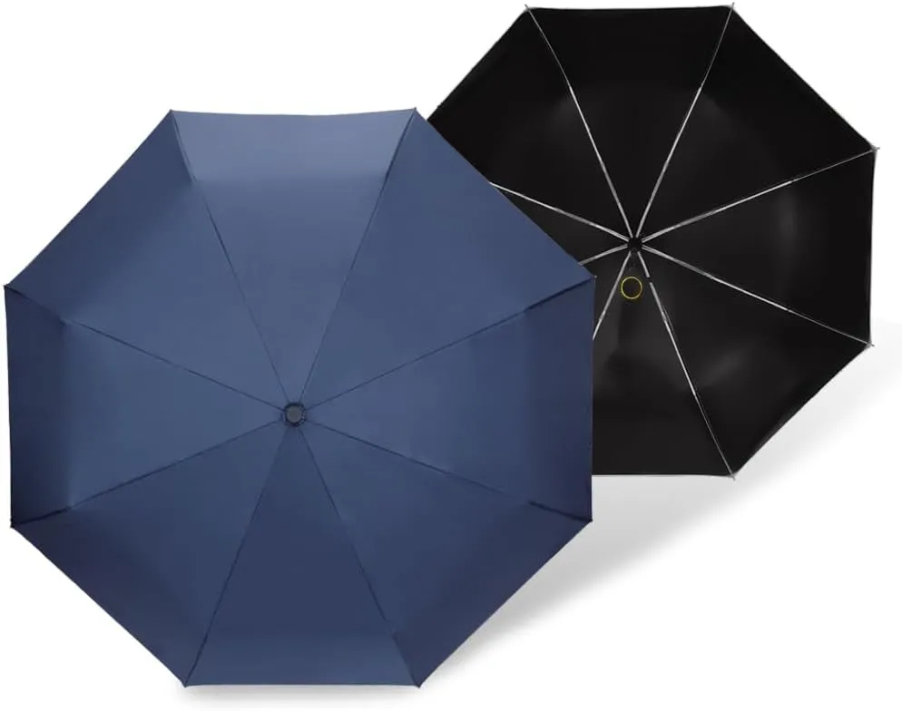 Cuby UV Sun Umbrella Compact Folding Umbrella lightweight Portable Manual Travel Umbrella for Rainproof & 99% UV Protection with Black Anti-UV Coating
