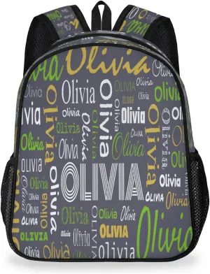 Custom Backpack Bag for Women Men, Waterproof Personalized Casual Backpacks with Name, Blue Grey Background Custom Daypack with Adjustable Shoulder Straps