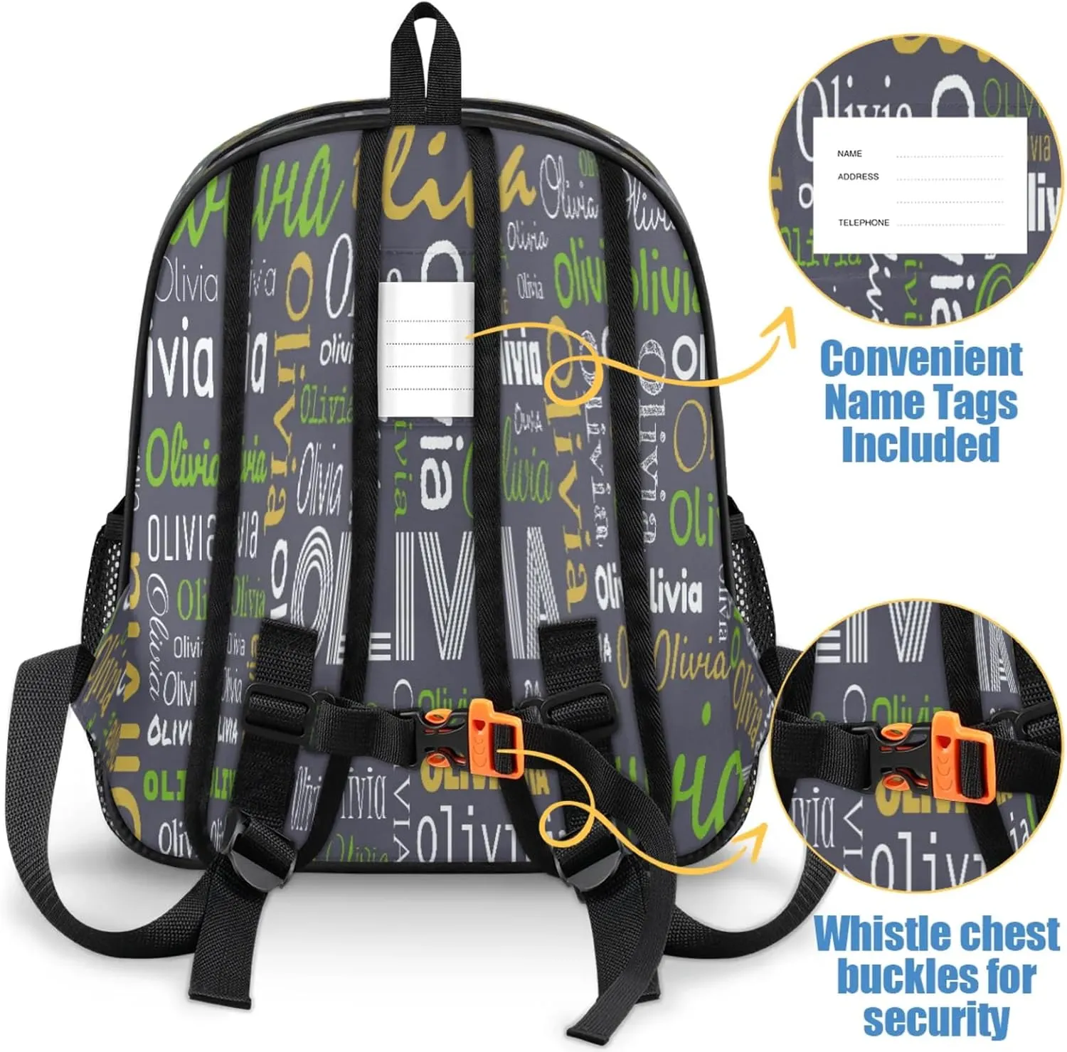 Custom Backpack Bag for Women Men, Waterproof Personalized Casual Backpacks with Name, Blue Grey Background Custom Daypack with Adjustable Shoulder Straps