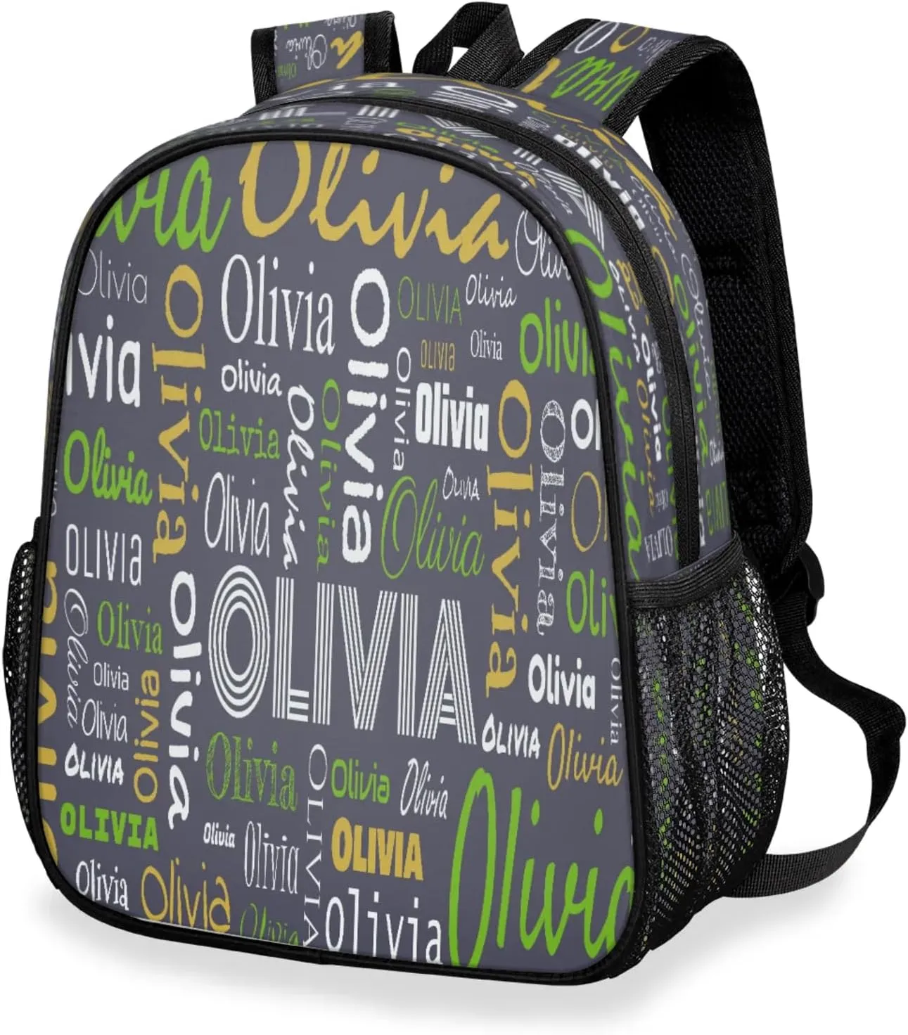 Custom Backpack Bag for Women Men, Waterproof Personalized Casual Backpacks with Name, Blue Grey Background Custom Daypack with Adjustable Shoulder Straps