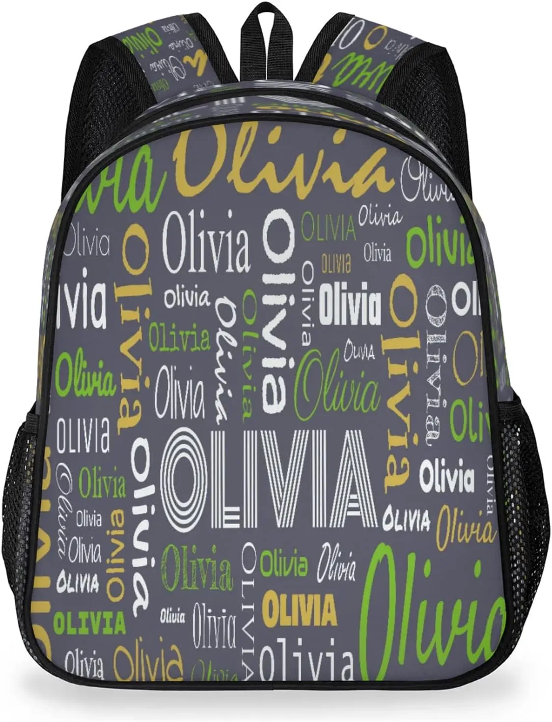 Custom Backpack Bag for Women Men, Waterproof Personalized Casual Backpacks with Name, Blue Grey Background Custom Daypack with Adjustable Shoulder Straps