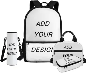 Custom Backpack for Girls 8-10 Personalized School Bag Set with Lunchbox and Water Bottle Holder 17 Inch Lightweight Ergonomic Support Elementary Bookbag