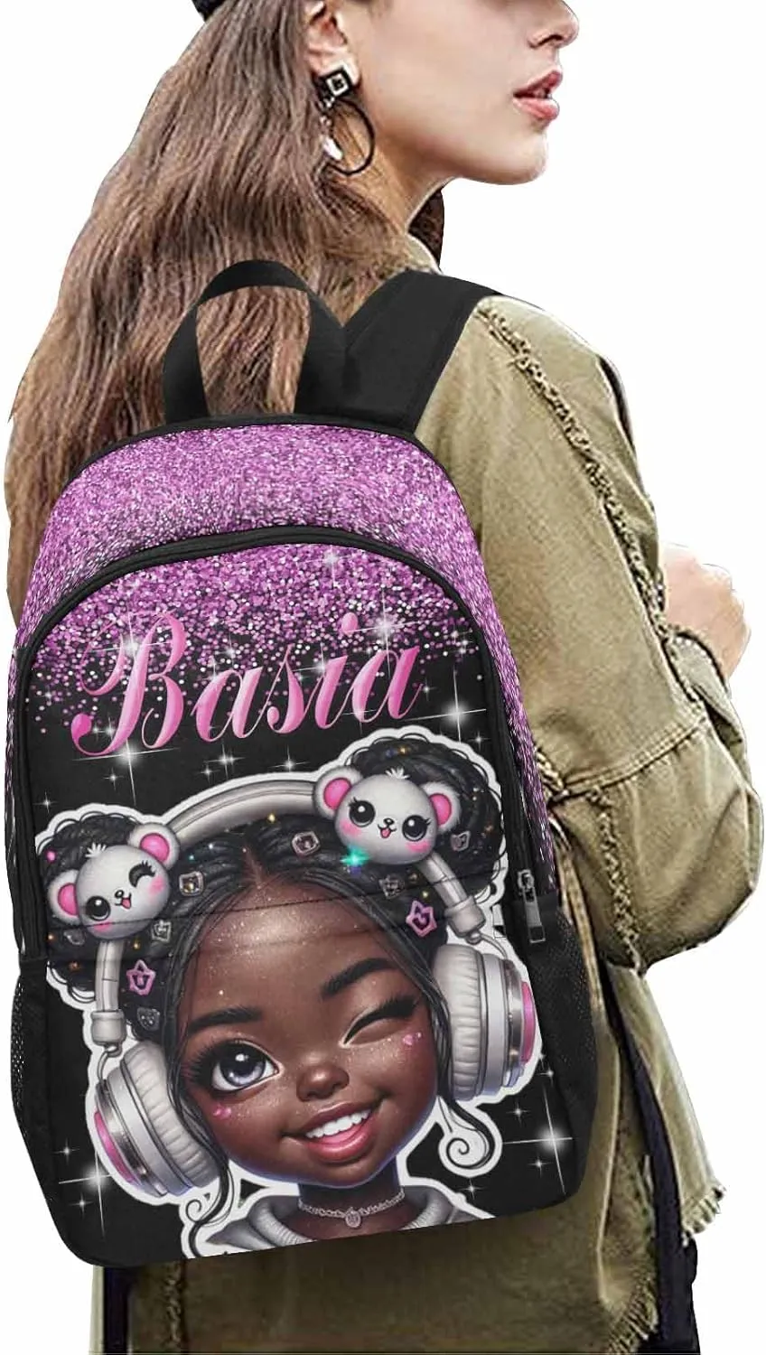 Custom Backpacks for Girls Personalized Name Kids School Backpack Casual Daypack Backpacks Customized Glitter Girls Backpack for Children Adults School Bag Laptop Bag Back to School Gift