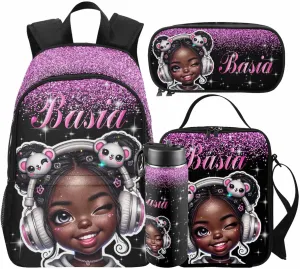 Custom Backpacks for Girls Personalized Name Kids School Backpack Casual Daypack Backpacks Customized Glitter Girls Backpack for Children Adults School Bag Laptop Bag Back to School Gift
