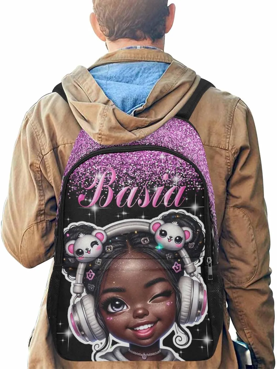 Custom Backpacks for Girls Personalized Name Kids School Backpack Casual Daypack Backpacks Customized Glitter Girls Backpack for Children Adults School Bag Laptop Bag Back to School Gift