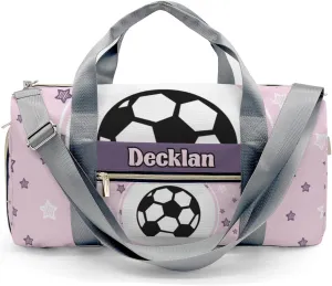 Custom Duffel Overnight Travel Bag for Sports Workout Girls Boys,Little Soccer Star Pink Personalized MultiFunction Duffle Bag Customized Gifts