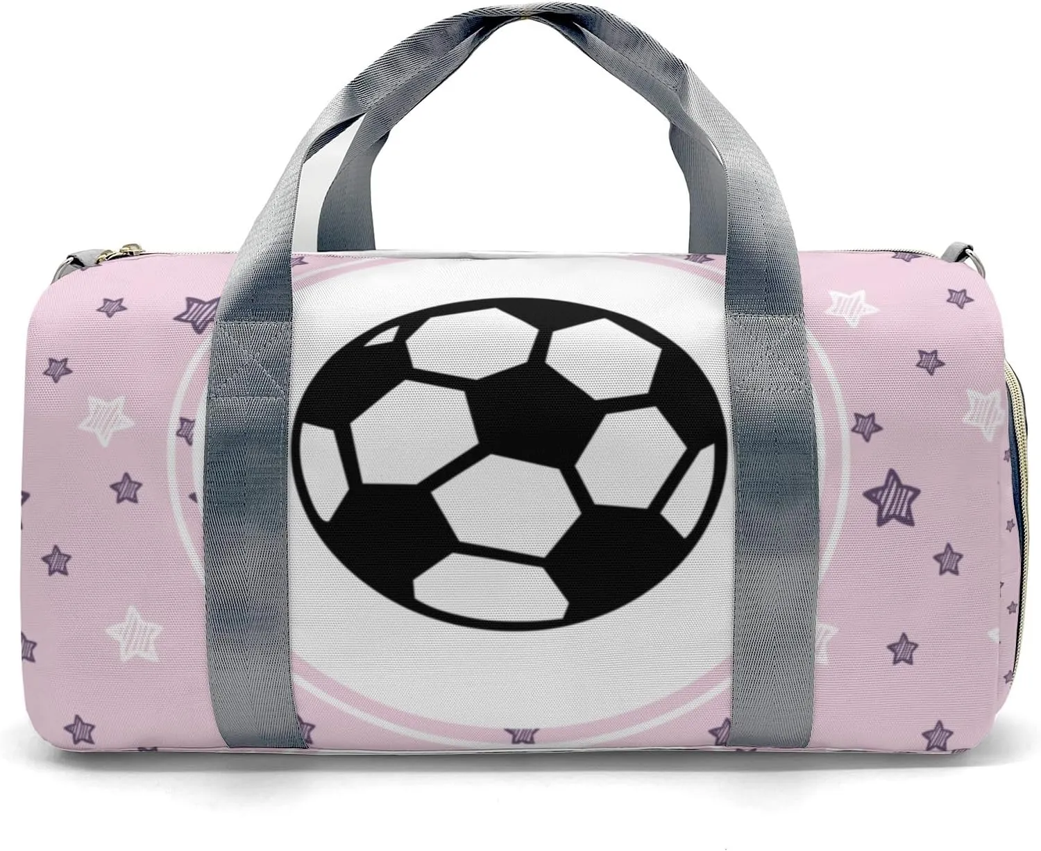 Custom Duffel Overnight Travel Bag for Sports Workout Girls Boys,Little Soccer Star Pink Personalized MultiFunction Duffle Bag Customized Gifts