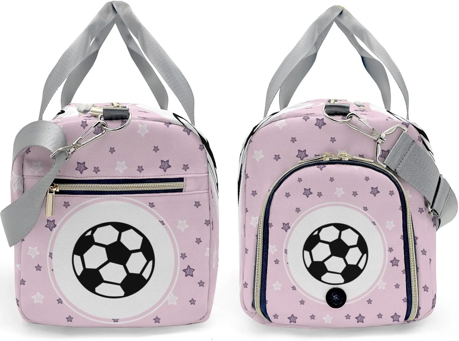 Custom Duffel Overnight Travel Bag for Sports Workout Girls Boys,Little Soccer Star Pink Personalized MultiFunction Duffle Bag Customized Gifts