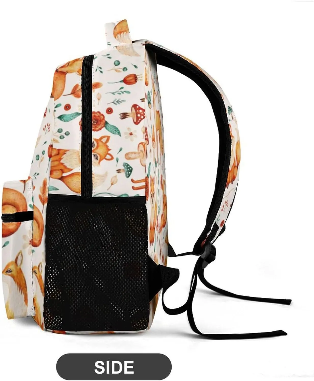 Custom Fox Backpack for Kids Girls Boys School, 16 Inches Cute Foxes Theme Bookbag, Adjustable, Lightweight, Large Capacity, Colorful Daily Casual Animal Backpacks