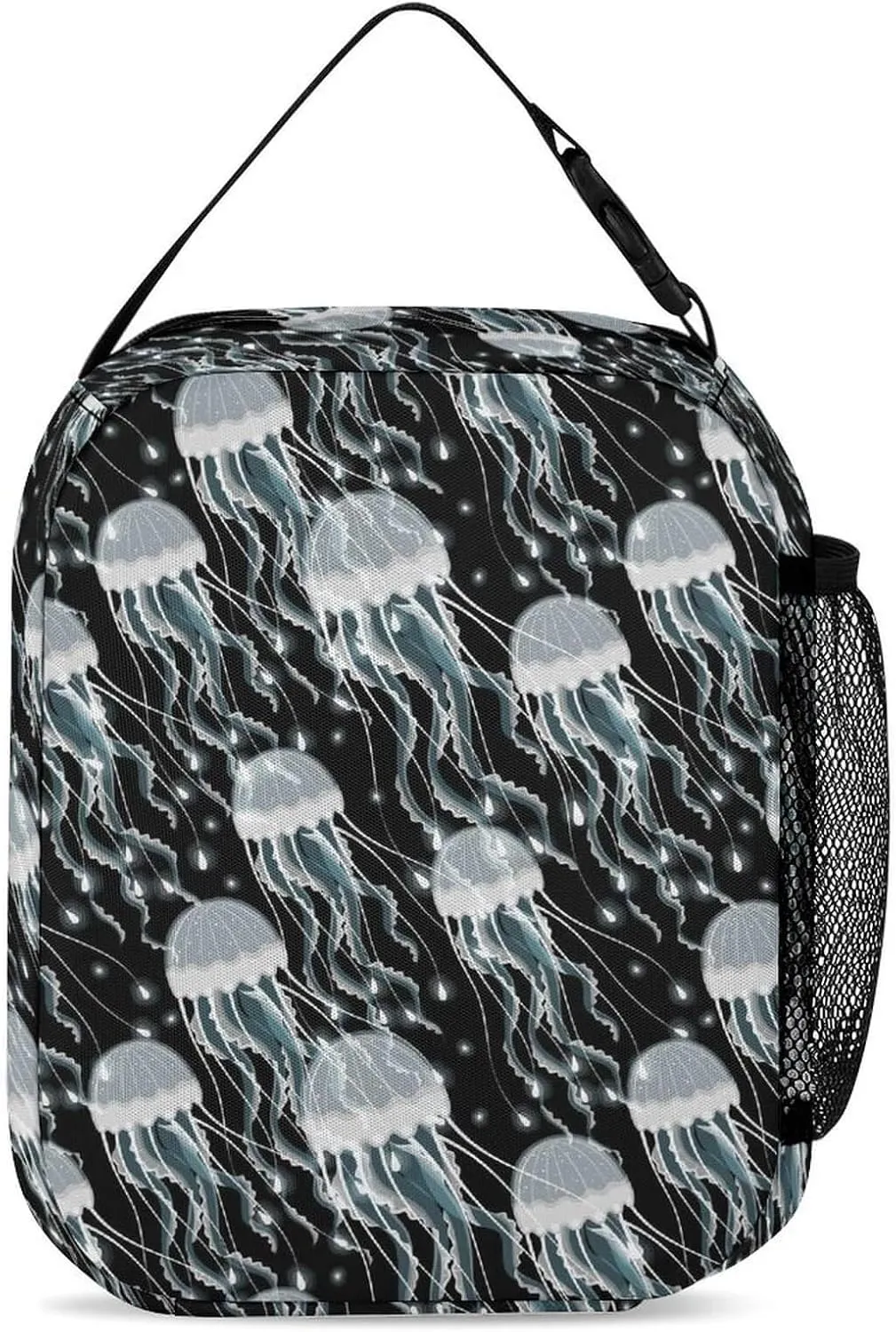 Custom Jellyfish Backpack with Lunch Box & Pencil Case, 16 Inch Cute Jellyfishes Themed Bookbag, Adjustable Lightweight Large Capacity, Daily Casual Backpacks Set for Kids Girls Boys School