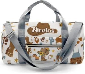 Custom Kids Cowboy Western Wild Life Sunflower Duffel Overnight Dance Bag for Girls Personalized Dance Duffle Bag for Women Girls Customized Kids Gifts