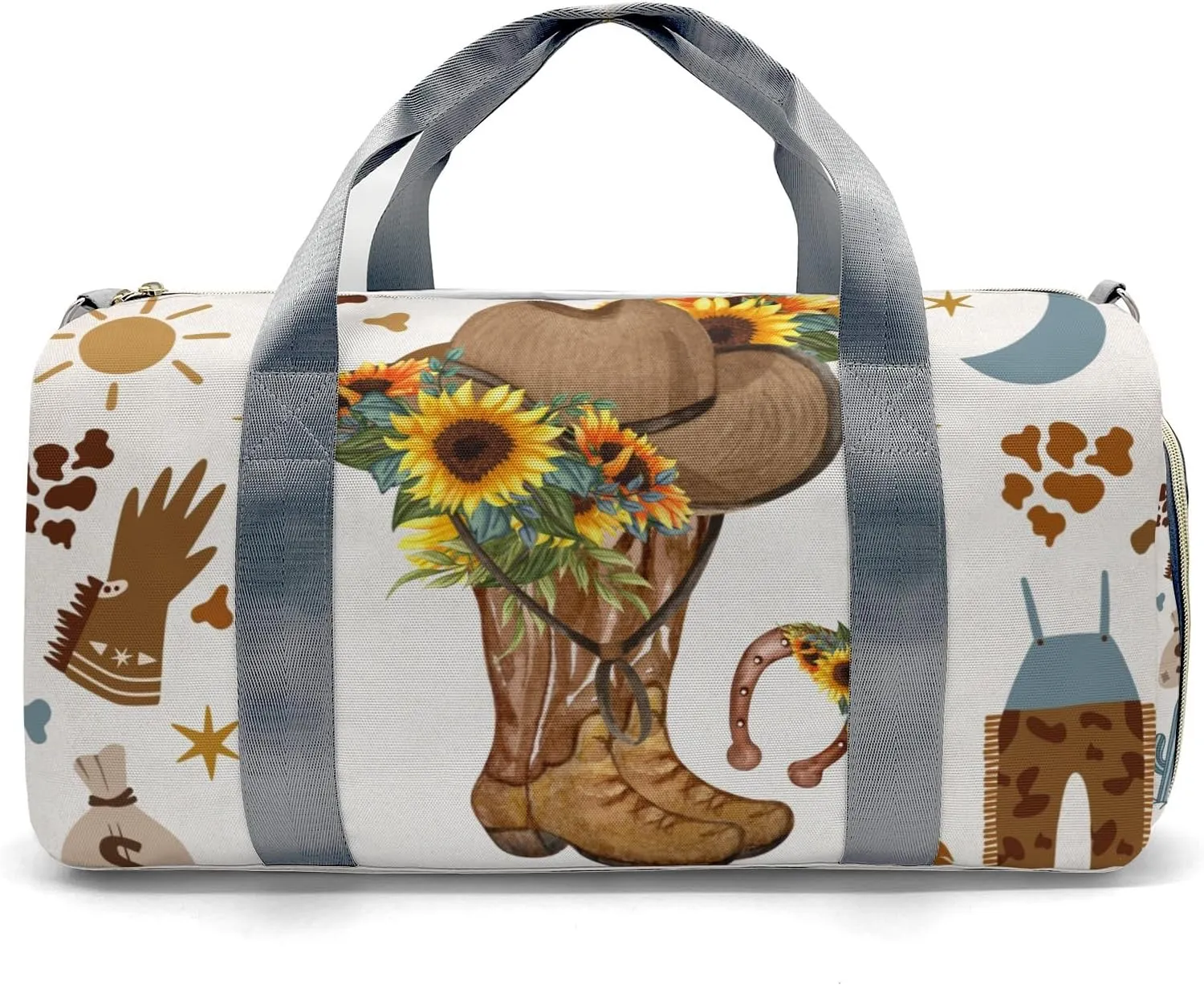 Custom Kids Cowboy Western Wild Life Sunflower Duffel Overnight Dance Bag for Girls Personalized Dance Duffle Bag for Women Girls Customized Kids Gifts