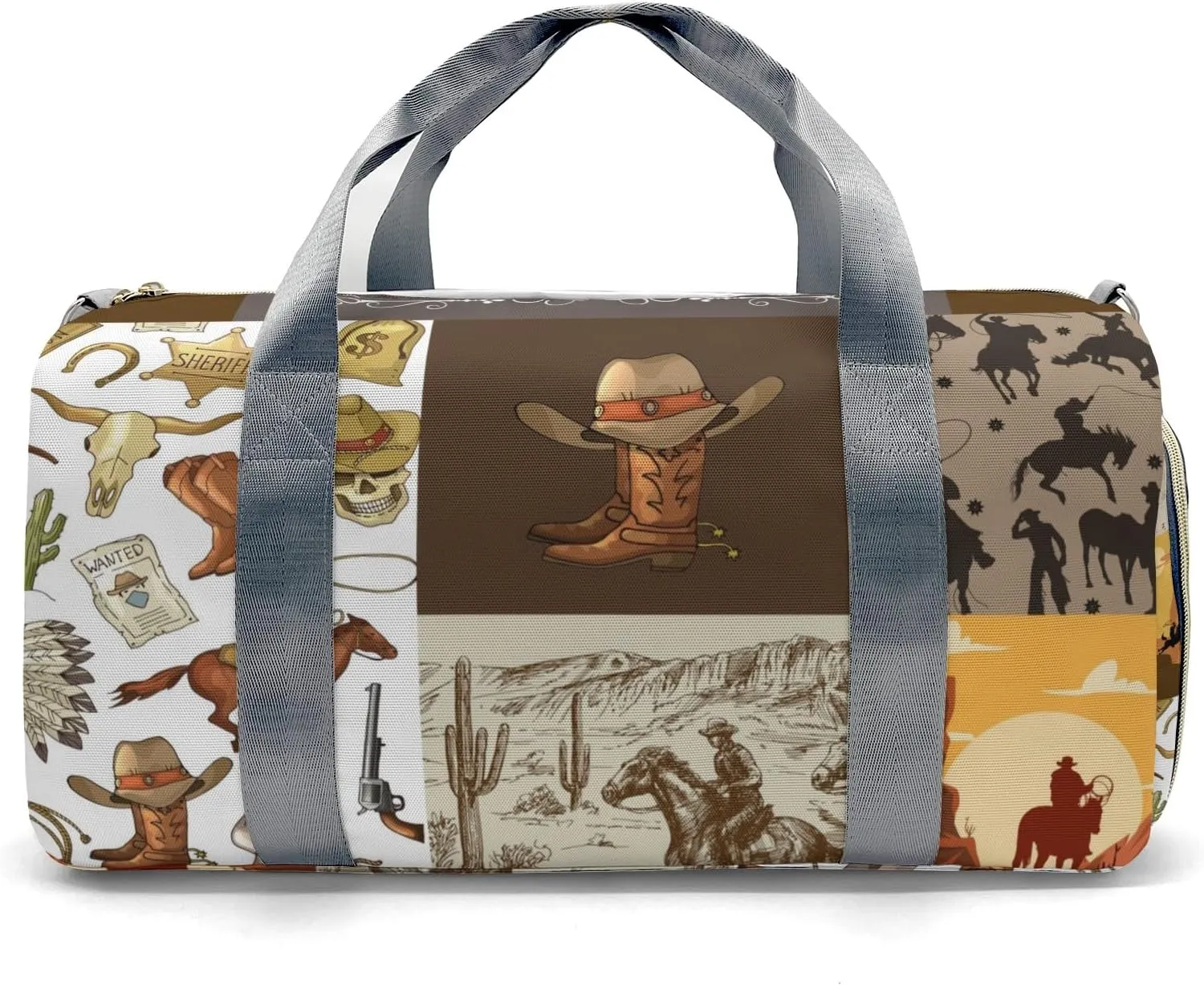 Custom Kids Duffel Overnight Dance Bag for Girls, Vintage Cowboy Western Life Personalized Dance Duffle Bag for Women Girls Customized Kids Gifts