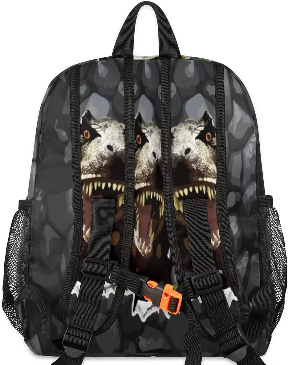 Custom Kids Name Toddler Backpack Scary Dinosaur Personalized School Bookbag for Girls Boys - 3D Dinosaur Rock