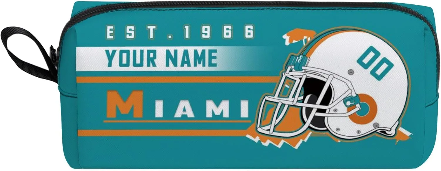 Custom Miami 3-Piece Set Backpack with Lunch Bag Pencil Case Personalized Name Number School Book Bags Customized Backpack Set Gifts for Girls Boys Fans