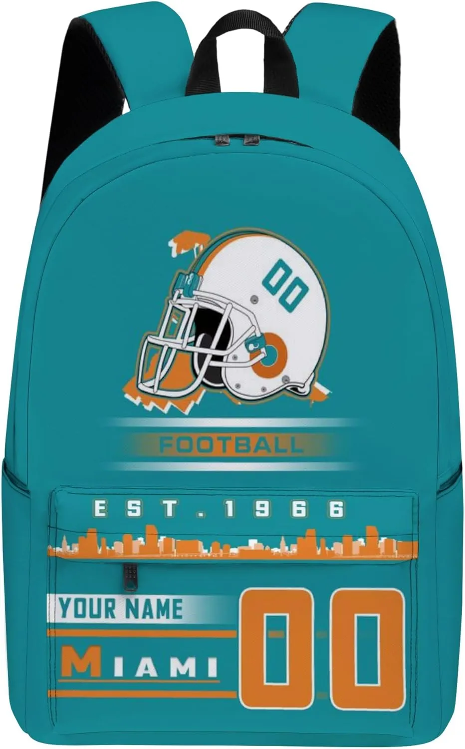 Custom Miami 3-Piece Set Backpack with Lunch Bag Pencil Case Personalized Name Number School Book Bags Customized Backpack Set Gifts for Girls Boys Fans